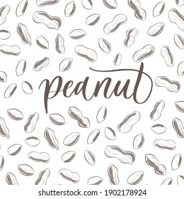 Peanut - handmade lettering calligraphy inscription and sketch illustration.