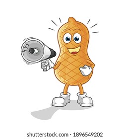peanut holding hand loudspeakers vector. cartoon character