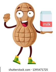 Leche de cacahuete, ilustración, vector sobre fondo blanco.