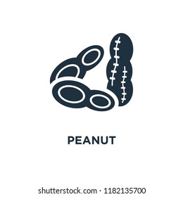 Peanut icon. Black filled vector illustration. Peanut symbol on white background. Can be used in web and mobile.