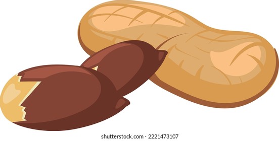 Icono de maní. Nuez de caricatura y nuez pelada