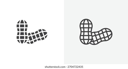 Icono de cacahuete. colección de línea de trazo editable y estilos planos sólidos.