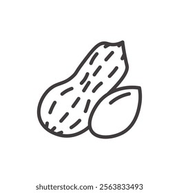 Peanut Icon Depicting a Shell and Nut in Black and White