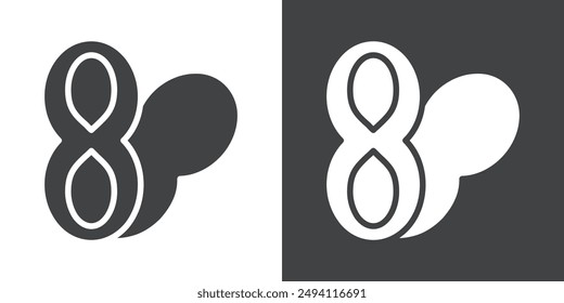 Conjunto plano en Vector de contorno de color blanco y negro