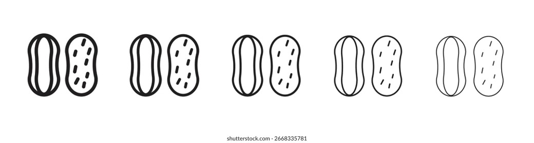 Peanut icon line art vector collection on white background