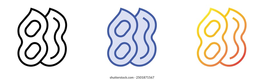 peanut icon. Linear, Blue Fill and Gradient Style Design Isolated On White Background