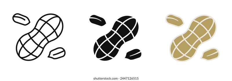 Peanut icon. Nut vector illustration. Raw nutshell isolated symbol. Healthy snack icon.