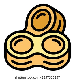 Peanut icon outline vector. Butter nut. Melt lunch color flat