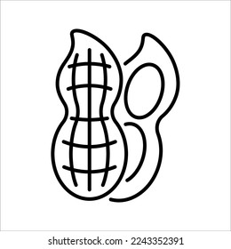 Peanut icon. Outline of peanut vector icon for web design. vector illustration isolated on white background