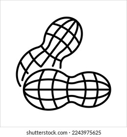 Peanut icon. Outline of peanut vector icon for web design. vector illustration isolated on white background