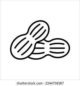 Peanut icon. Outline of peanut vector icon for web design. vector illustration isolated on white background