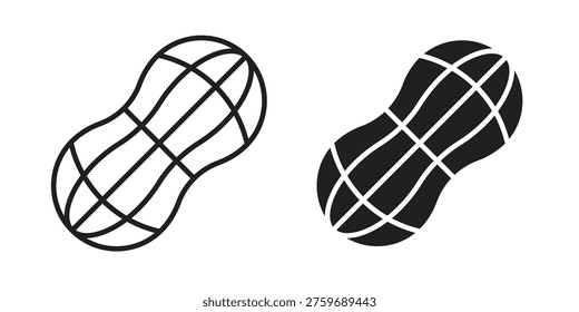 Peanut icon set in flat and line style vectors
