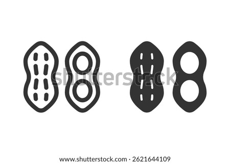 Peanut icon set. Outline and glyph of peanut vector icons for web design. color editable
