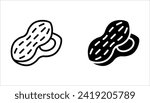 Peanut icon set. Outline of peanut vector icon for web design on white background