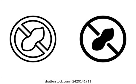 Juego de iconos de cacahuete. Esquema del icono del vector del cacahuete para el diseño web sobre fondo blanco