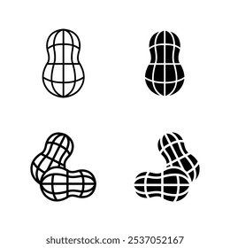 Peanut icon set. Outline of peanut vector icon for web design color editable