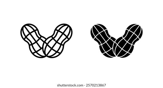 peanut Icon set. Symbol isolated white background. vector illustration. color editable.