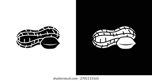 Vector de la silueta del icono del cacahuete en colores negros. estilo plano del diseño del logotipo del símbolo
