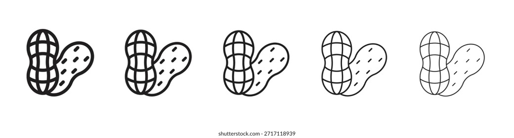 Peanut icon symbol in thin line, Black outline and stroke style