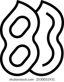 ícone de amendoim. Design de estilo linear fino isolado em fundo branco