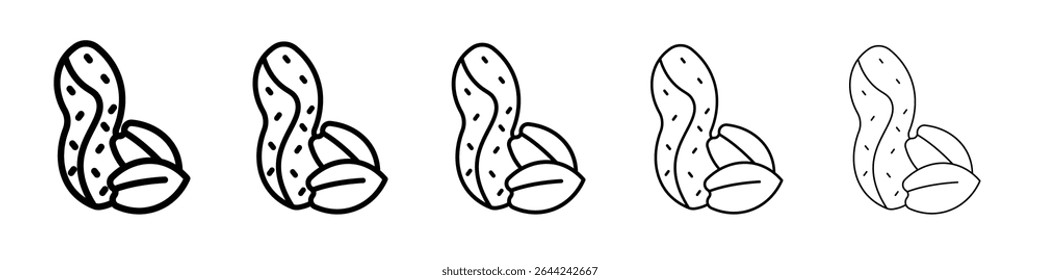 Ícone de amendoim conjunto de marca de logotipo de contorno fino