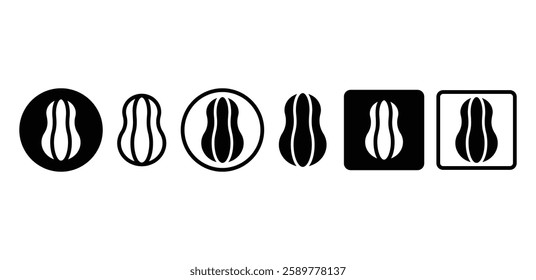 peanut icon vector design black white color outline and black sollid illustration set isolated