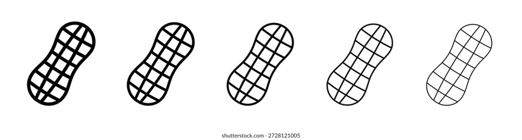 Vetor do ícone de amendoim no pictograma linear do traçado editável