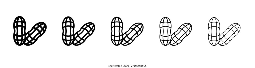 Peanut icon web Vector collection in black strokes