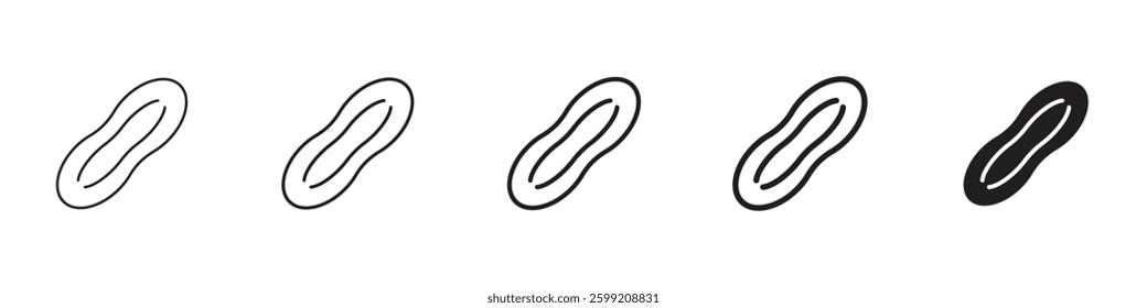 Peanut icons in black outline, solid and colored style