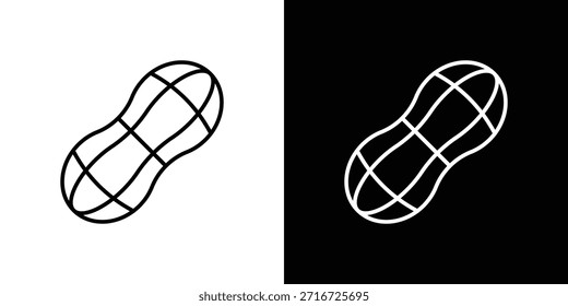 Iconos de maní Vector blanco y negro, línea icono conjunto.