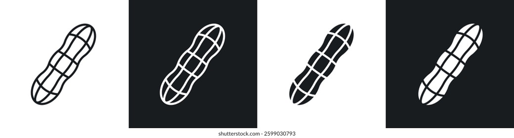 Peanut icons in flat and linear vector illustration on white background.