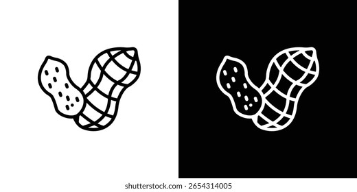 Iconos de maní en estilo de línea. Trazos editables en blanco y negro