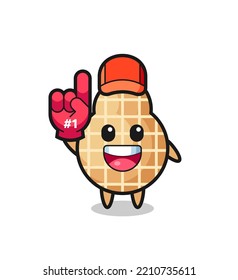 peanut illustration cartoon with number 1 fans glove , cute design