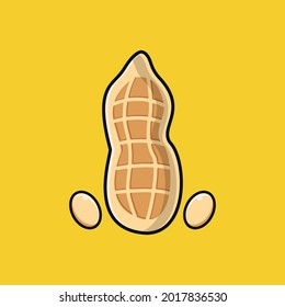 ilustración de cacahuete con estilo simple con diseño aislado de linea, vector de cacahuete