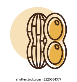 Peanut isolated design vector icon. Vegetable sign. Graph symbol for food and drinks web site, apps design, mobile apps and print media, logo, UI