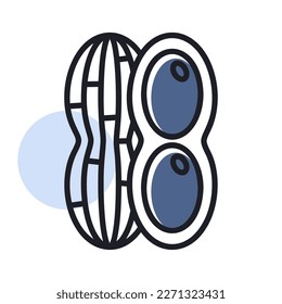 Peanut isolated design vector icon. Vegetable sign. Graph symbol for food and drinks web site, apps design, mobile apps and print media, logo, UI
