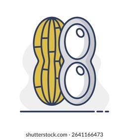 Peanut isolated design vector icon. Vegetable sign. Graph symbol for food and drinks web site, apps design, mobile apps and print media, logo, UI
