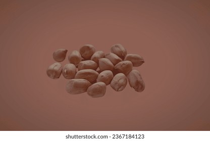 Peanut isolated on brown background. Selective focus food ingredient texture