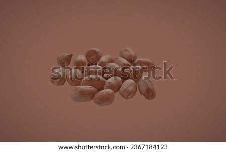 Peanut isolated on brown background. Selective focus food ingredient texture