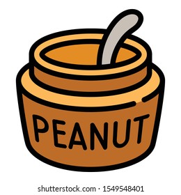 Peanut jar spoon icon. Outline peanut jar spoon vector icon for web design isolated on white background