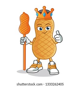 peanut king mascot vector cartoon illustration