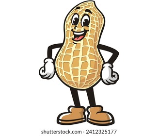 Peanut laugh cartoon mascot illustration character vector clip art hand drawn