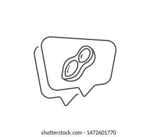 Peanut line icon. Chat bubble design. Tasty nut sign. Vegan food symbol. Outline concept. Thin line peanut icon. Vector