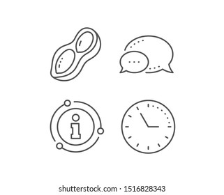 Peanut line icon. Chat bubble, info sign elements. Tasty nut sign. Vegan food symbol. Linear peanut outline icon. Information bubble. Vector