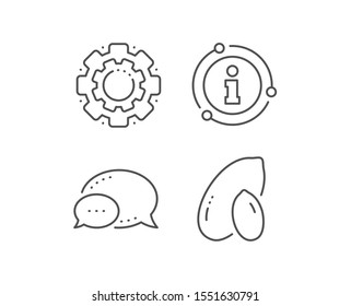 Peanut line icon. Chat bubble, info sign elements. Tasty nut sign. Vegan food symbol. Linear peanut outline icon. Information bubble. Vector