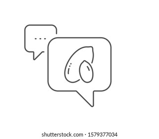 Peanut line icon. Chat bubble design. Tasty nut sign. Vegan food symbol. Outline concept. Thin line peanut icon. Vector