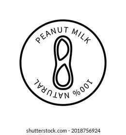 Peanut Line Icon Is In A Simple Style. Natural Product Containing Milk. Vector sign in a simple style isolated on a white background