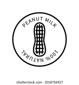 Peanut Line Icon Is In A Simple Style. Natural Product Containing Milk. Vector sign in a simple style isolated on a white background