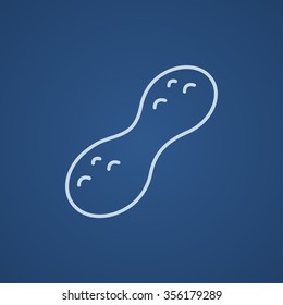 Icono de línea de cacahuete para web, móvil e infografía. Icono azul claro del vector aislado en fondo azul.