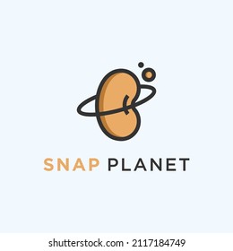peanut logo combination with space planet icon vector illustration template